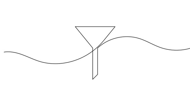 Business sales funnel and customer conversion process continuous one line clean motion graphic suitable for presentations and corporate content 4k resolution animation video