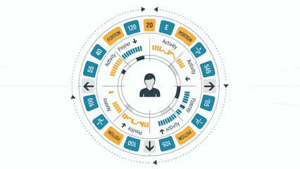 Circular diagram illustrating business concepts and user journey.