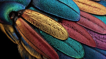 Macro photo of iridescent insect wing segments