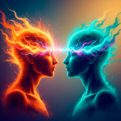 Connessione energetica tra due menti umane astratte