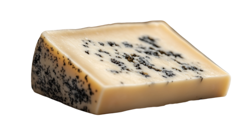 Triangular piece of blue cheese with veining