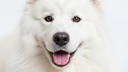 Fototapeta premium White Dog with Tongue Out, Close-Up Portrait