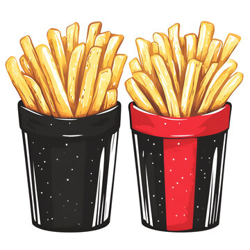 Two containers of golden french fries