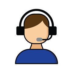 Call Service Lineal Color Illustration Icon Vector for Support Design