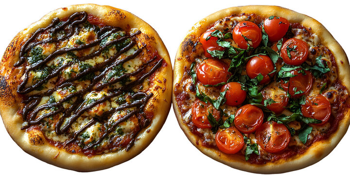 Two different pizza dishes with toppings
