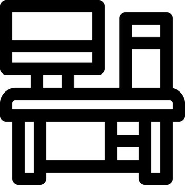 office desk line icon. Clean and minimalist vector icon for websites, mobile apps, presentations, and logos. Fully scalable and customizable for any project.