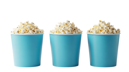 Three buckets of popcorn