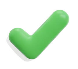 3D realistic green right check mark sign on white. Yes or correct check mark. Validation, approved concept, safe account.
