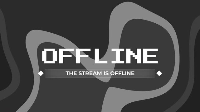 Offline Live Stream Neon Sign on liquid Background for twitch youtube gaming channel video end screen animated background.