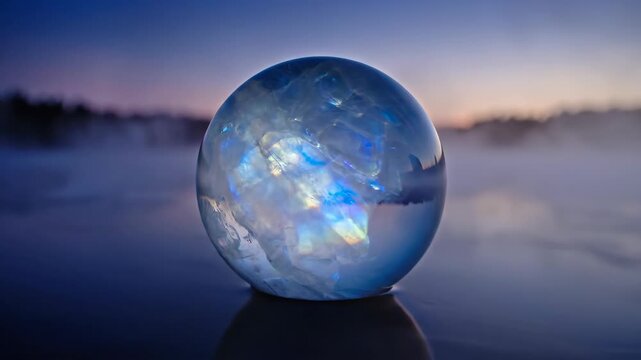 A glowing Moonstone orb floating gently above calm water
