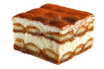Delicious tiramisu dessert with layers of ladyfingers and mascarpone