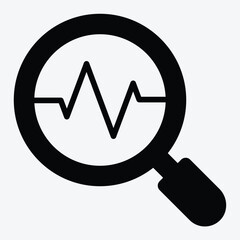 Solid diagnosis icon for medical reports, health analysis, and exams.