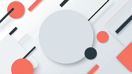 Abstract 3D Geometric Shapes Floating on Light Neutral Background with Copy Space