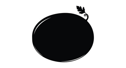 a striking black silhouette of a round fruit with a slender stem and leaf creating a bold visual statement silhouette © GDOthoi02