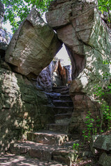 steps cut into the rock at Pipestone National Monument