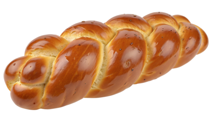 Delicious braided Challah bread on black background