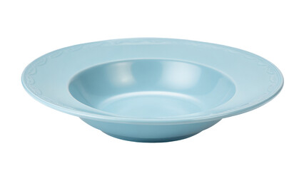 Light blue ceramic bowl with decorative rim on black background
