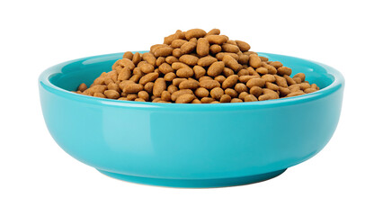 Vibrant blue bowl filled with nutritious dog food on black background