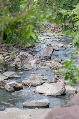 looking from the top of Winnewissa Falls at Pipestone National Monument