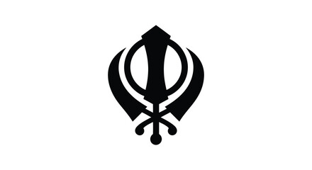 A striking black silhouette of the khanda symbol representing the faith and values of sikhism a powerful religious depiction silhouette © GDOthoi02