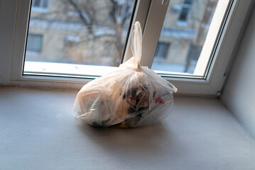 garbage abandoned on the windowsill