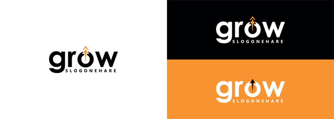 Obraz premium Modern Growth Wordmark Logo with Abstract Arrow Shapes Forming Letter O Creative Vector Symbol Design