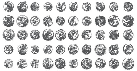 Roaring dinosaur head decals, tribal T-Rex  stencil graphics © 99VectorS