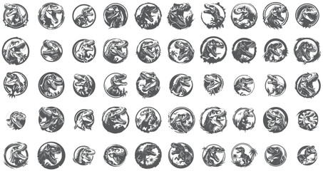 Roaring dinosaur head decals, tribal T-Rex  stencil graphics © 99VectorS