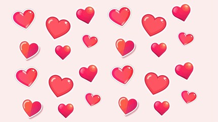 template featuring a love sticker with a flat design style, incorporating simple shapes and bold lines, set against a clean and minimalistic background,