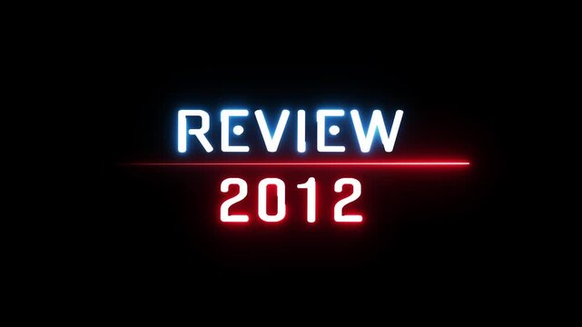Review 2012 neon text animation. Business planning with focus on goals. Review financial target. Strategy digital technology success planning.