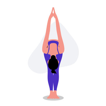 Minimalist Illustration of a Woman Performing a Yoga Standing Forward Fold Pose