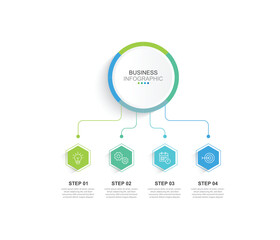 Modern business 4 step process infographic timeline. for your business data. Vector Illustration.