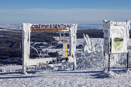 Panoramic Winter View from Fichtelberg over Oberwiesenthal