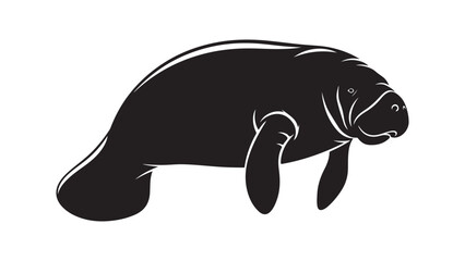 Silhouette of a manatee vector illustration