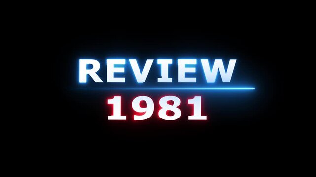 Review 1981 neon text animation. Business planning with focus on goals. Review financial target. Strategy digital technology success planning.