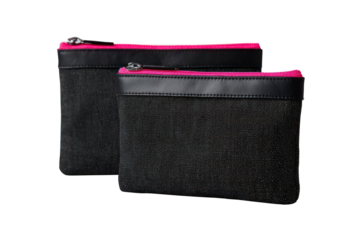 Black and Pink Zip Pouches Set