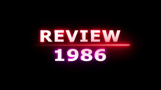 Review 1986 neon text animation. Business planning with focus on goals. Review financial target. Strategy digital technology success planning.