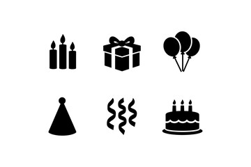 Obraz premium Silhouette party icons: celebratory elements for events and birthdays
