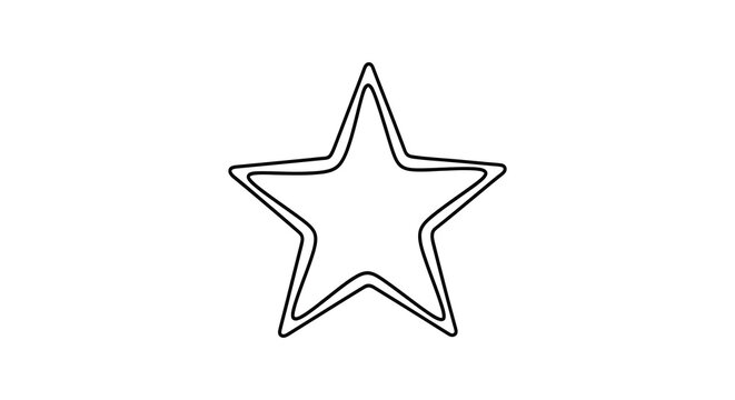A simple line drawing depicts a five pointed star shape prominently featured in a minimalistic style presented as a stark silhouette