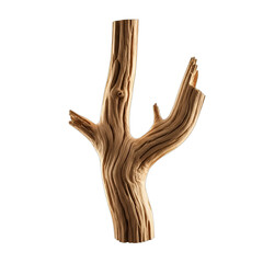 Obraz premium Gnarled, textured natural wooden branch, light brown, isolated on transparent background. Crisp contours, sharp focus on wood grain for rustic, organic designs. Perfect for nature-inspired branding,