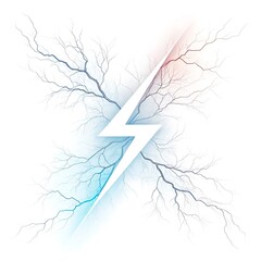 White lightning bolt symbol with contrasting blue and red energy