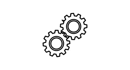 Fototapeta premium A simple illustration depicts two interlocking gears in a black and white scheme presenting a mechanical concept as a graphic silhouette