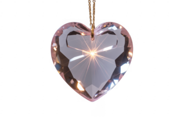Crystal Heart Ornament pink heart-shaped isolated on a transparent background