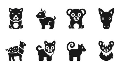 Obraz premium Collection of Cartoon Animal Silhouettes.