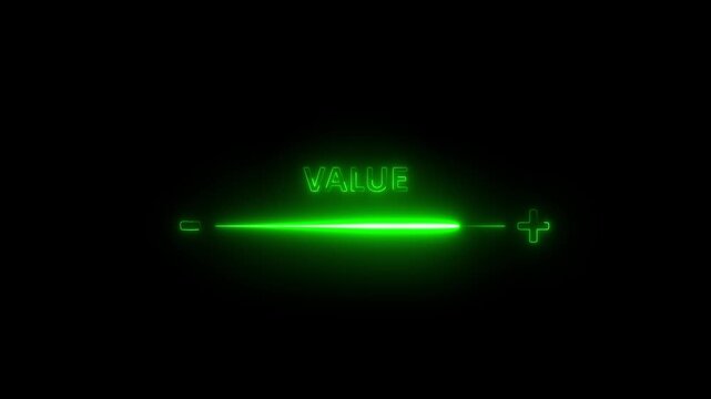 Glowing neon value added virtual icon animation . concept of increase value added business and service,market,Benefits, Growth, Quality control icon, Motion graphics of value concept.