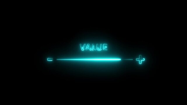 Glowing neon value added virtual icon animation . concept of increase value added business and service,market,Benefits, Growth, Quality control icon, Motion graphics of value concept.