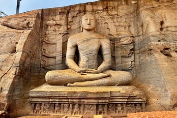 Rock Buddha statues of Gal Vihara temple in Polonnaruwa Sri Lanka