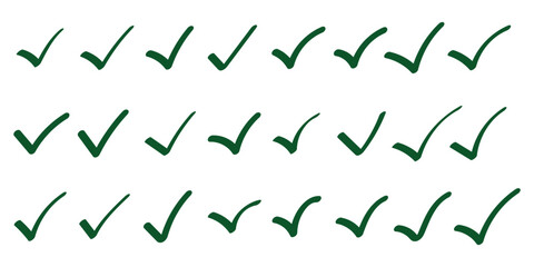 Check tick mark icon set. Cross box x check mark checkbox v list vector draw hand drawn brush marker checklist wrong right Square Boxes. sketch doodle brush marker checklist symbol wrong right circle. © HIKESTUDIO 9