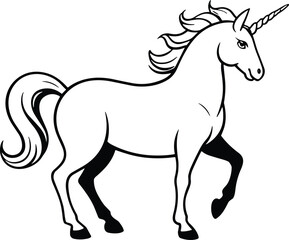 Obraz premium Magical unicorn silhouette vector design perfect for fantasy branding, party invitations, greeting cards, and creative graphic projects.