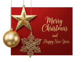 Elegant christmas and new year greeting card isolated on transparent background